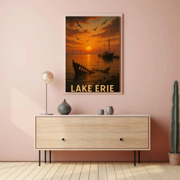 Painting of a Boat in the Water Travel Poster PosterGoat