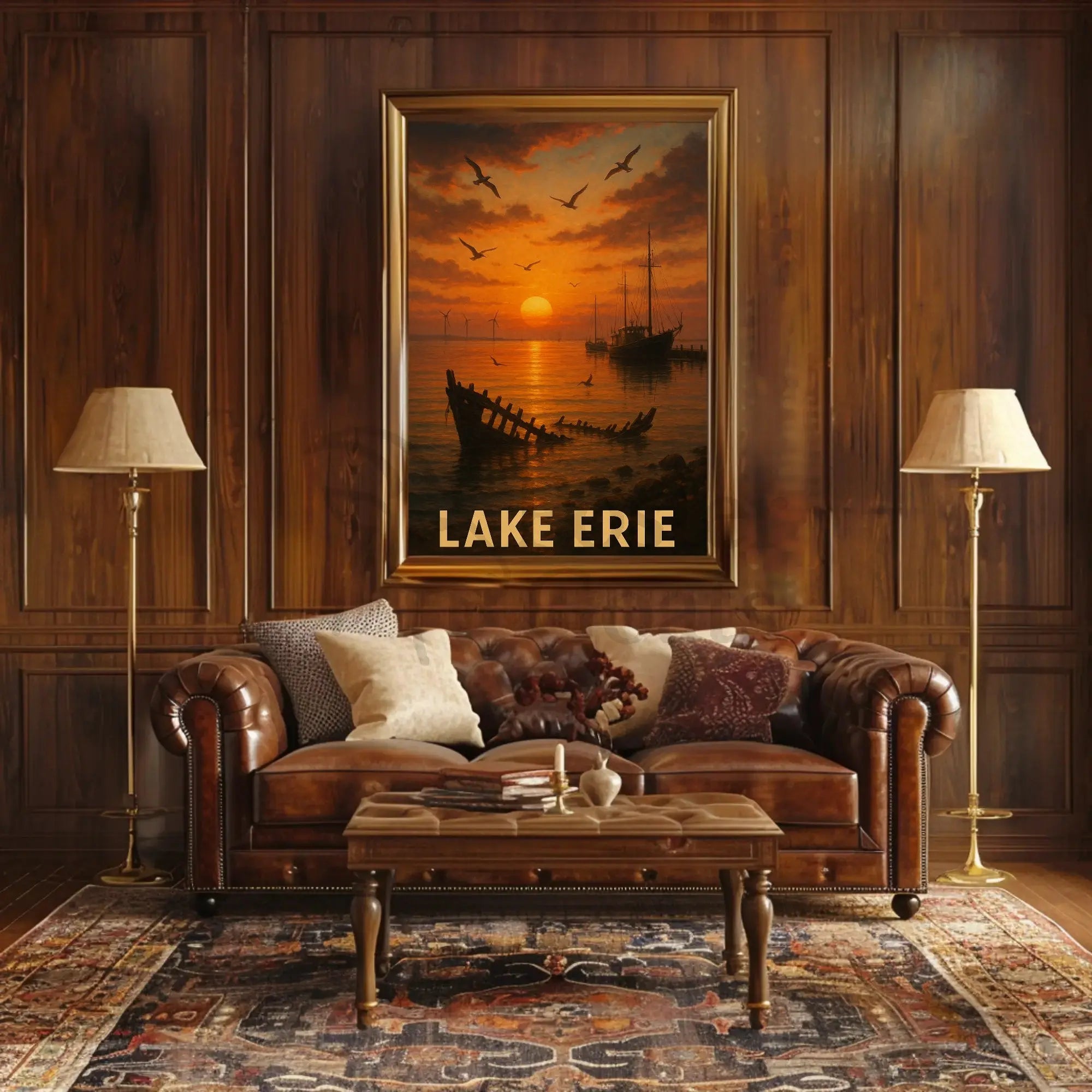 Painting of a Boat in the Water Travel Poster PosterGoat