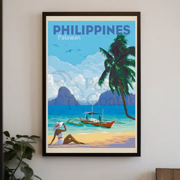 Palawan Philippines Vintage Beach Travel Poster PosterGoat