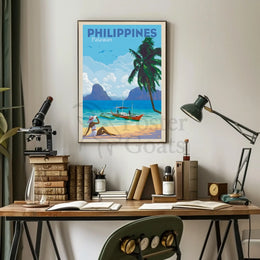 Palawan Philippines Vintage Beach Travel Poster PosterGoat