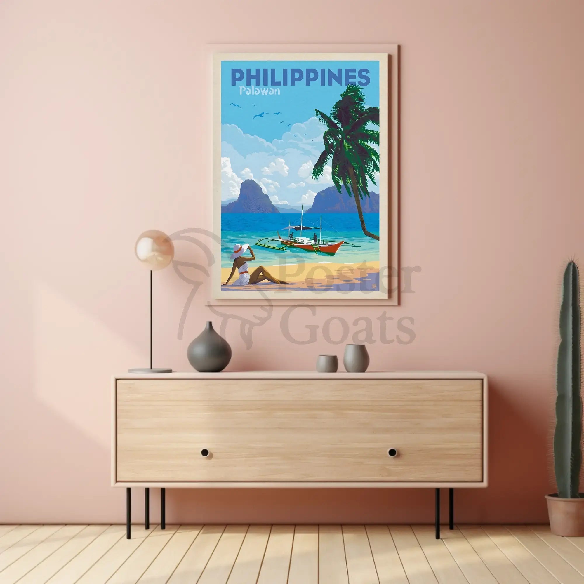 Palawan Philippines Vintage Beach Travel Poster PosterGoat