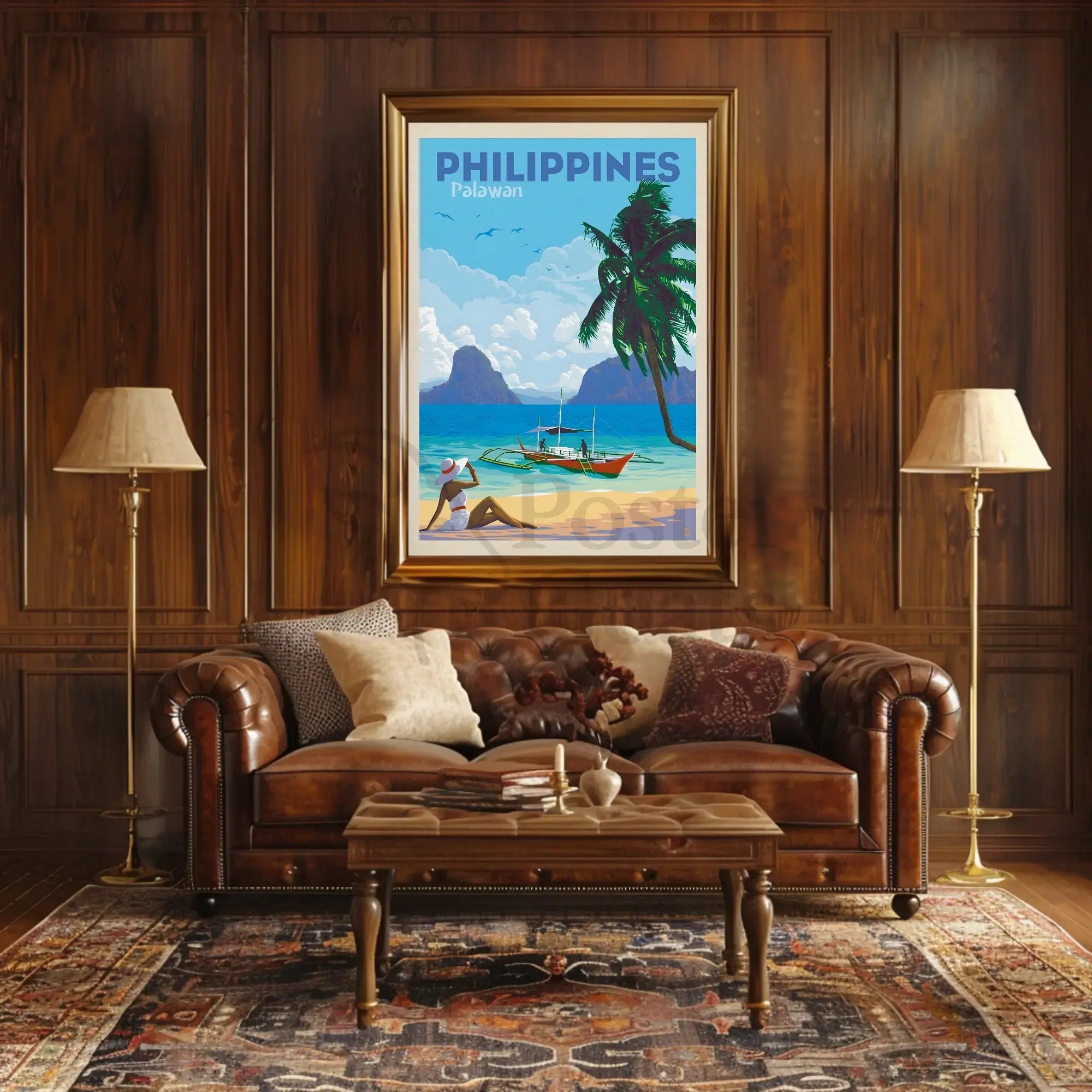 Palawan Philippines Vintage Beach Travel Poster PosterGoat