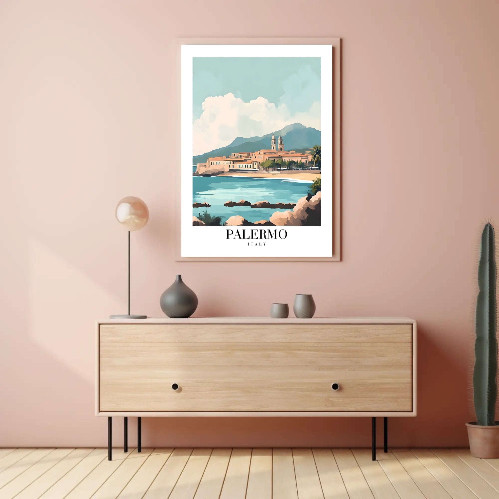 Palermo Coastal Charm: Captivating Travel Poster PosterGoat