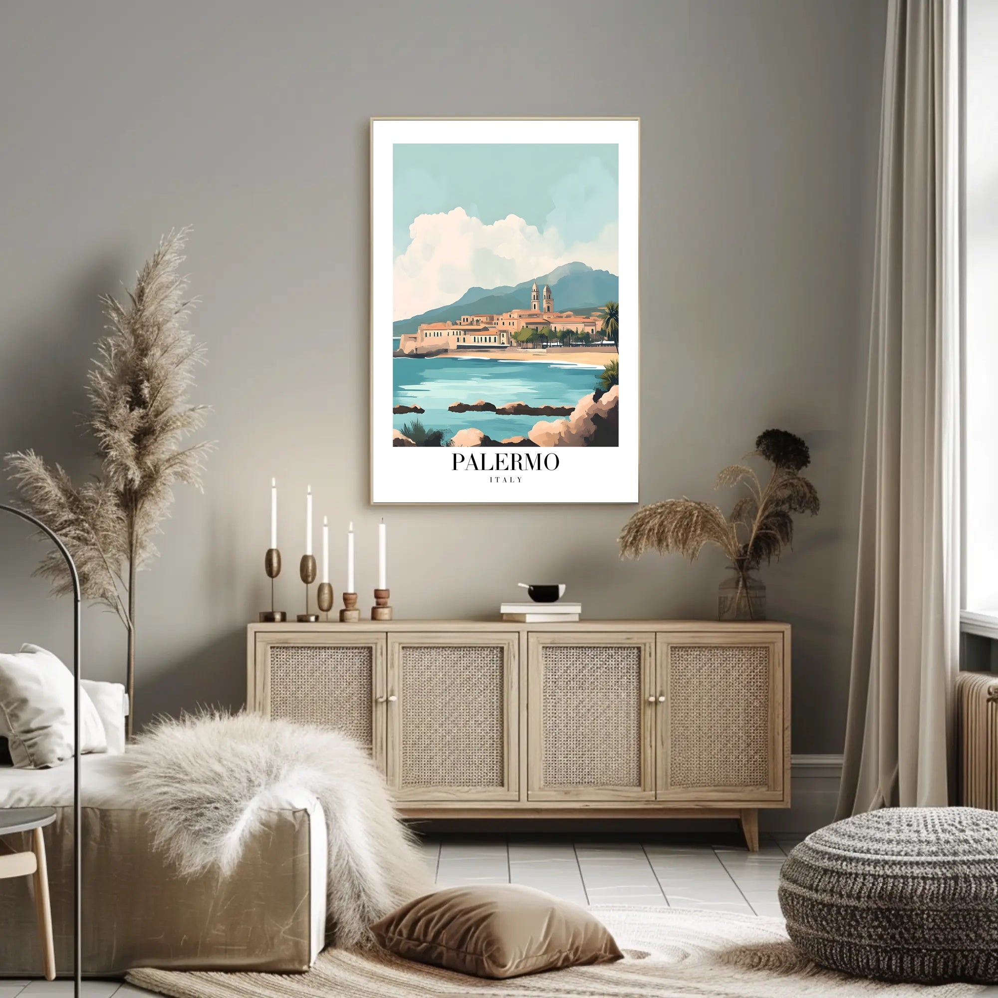 Palermo Coastal Charm: Captivating Travel Poster PosterGoat