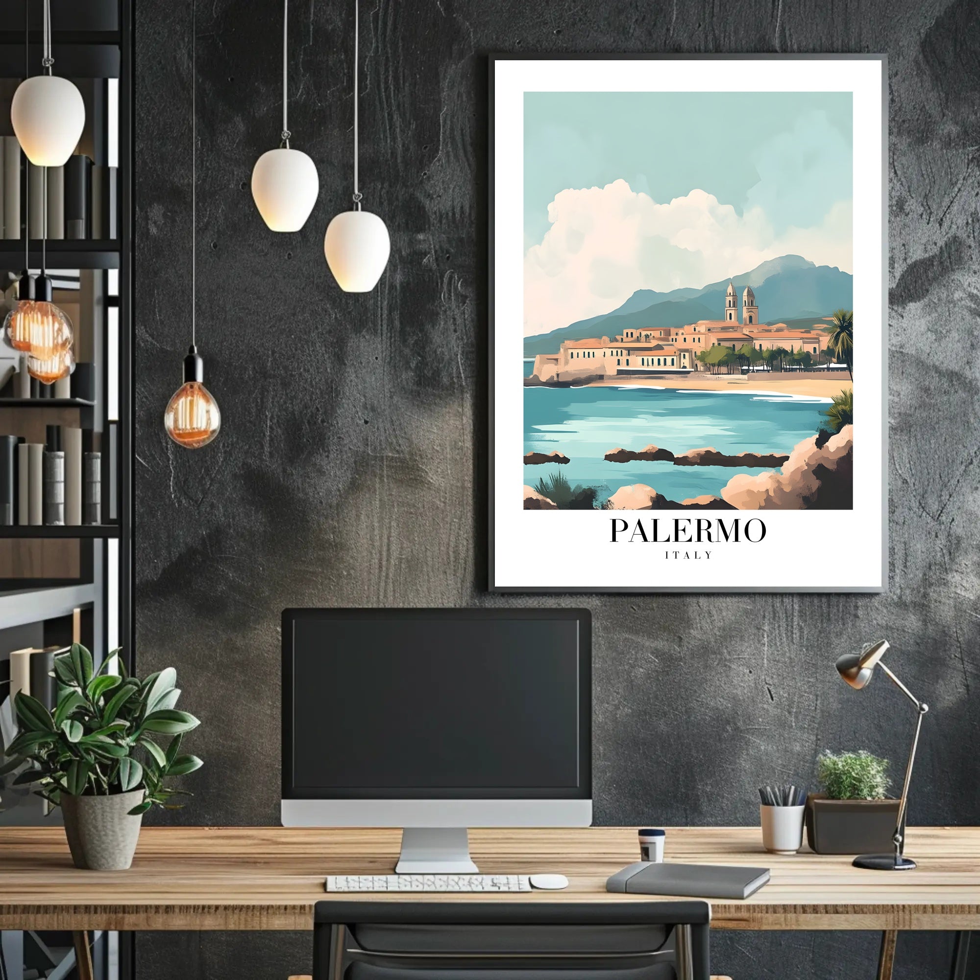 Palermo Coastal Charm: Captivating Travel Poster PosterGoat