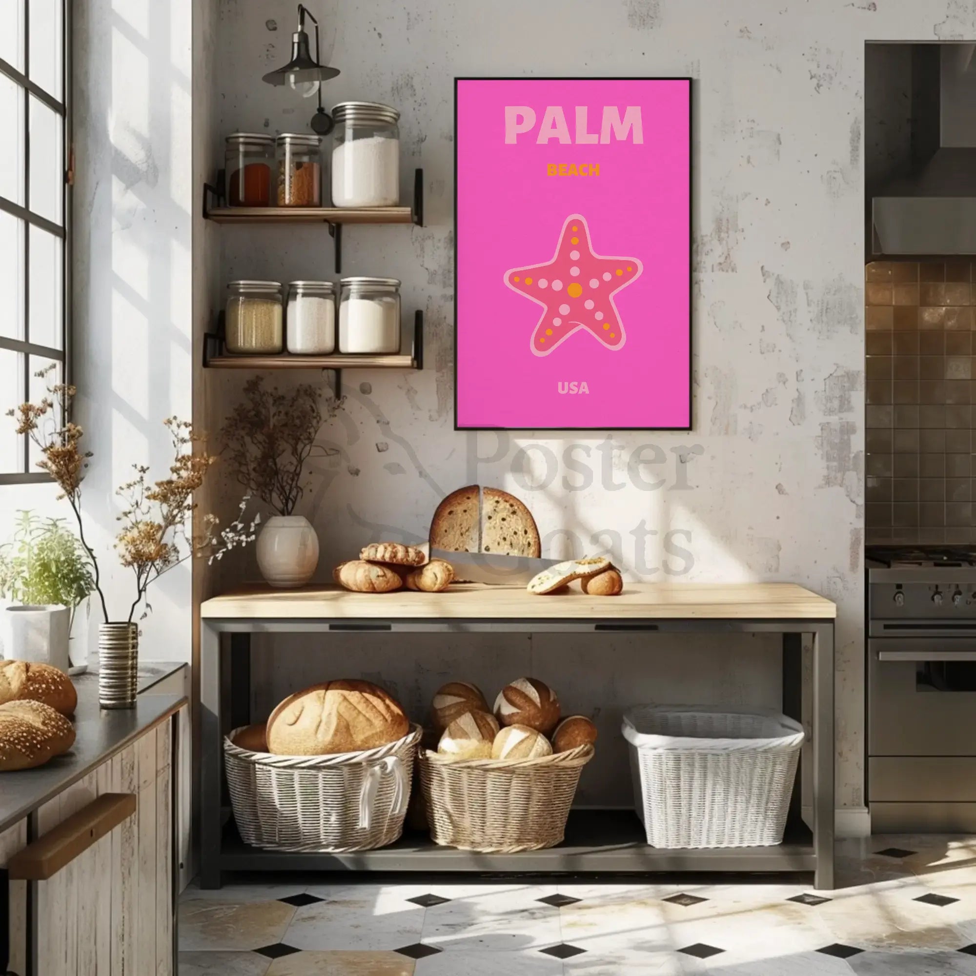 Palm Beach Vibrant Starfish Travel Poster PosterGoat