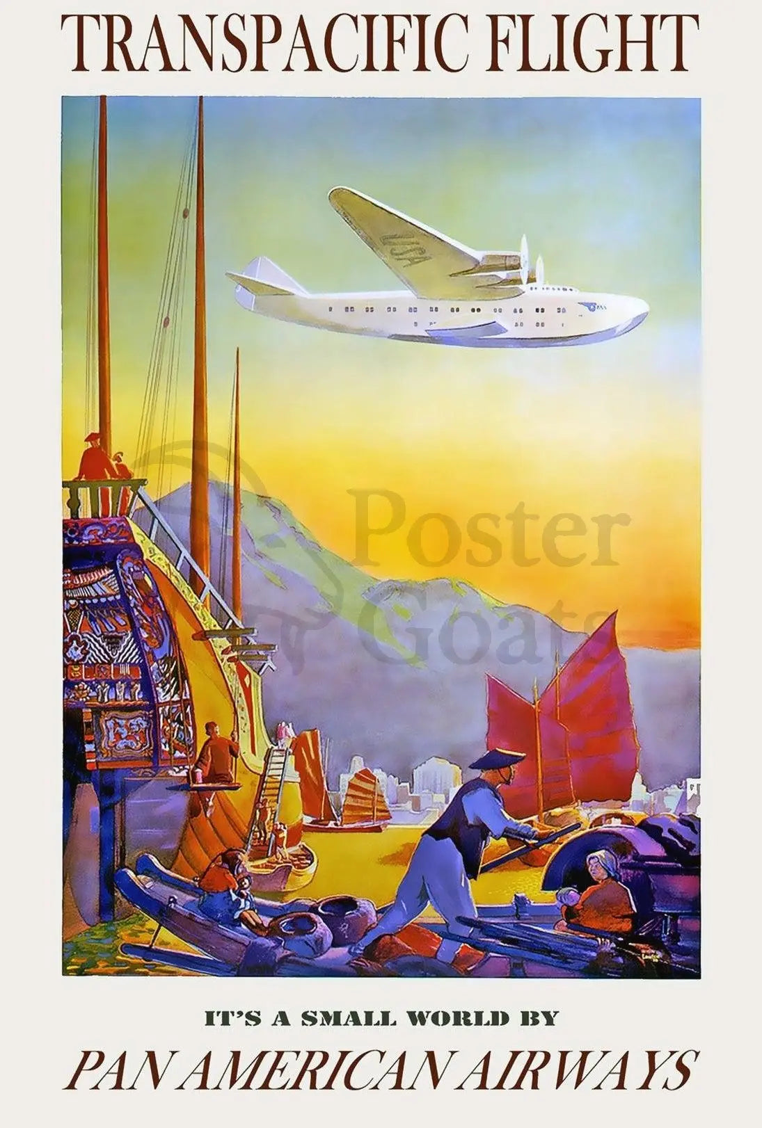 Pan American Airways Transpacific Flight Vintage Travel Poster PosterGoat