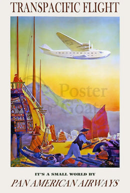 Pan American Airways Transpacific Flight Vintage Travel Poster PosterGoat