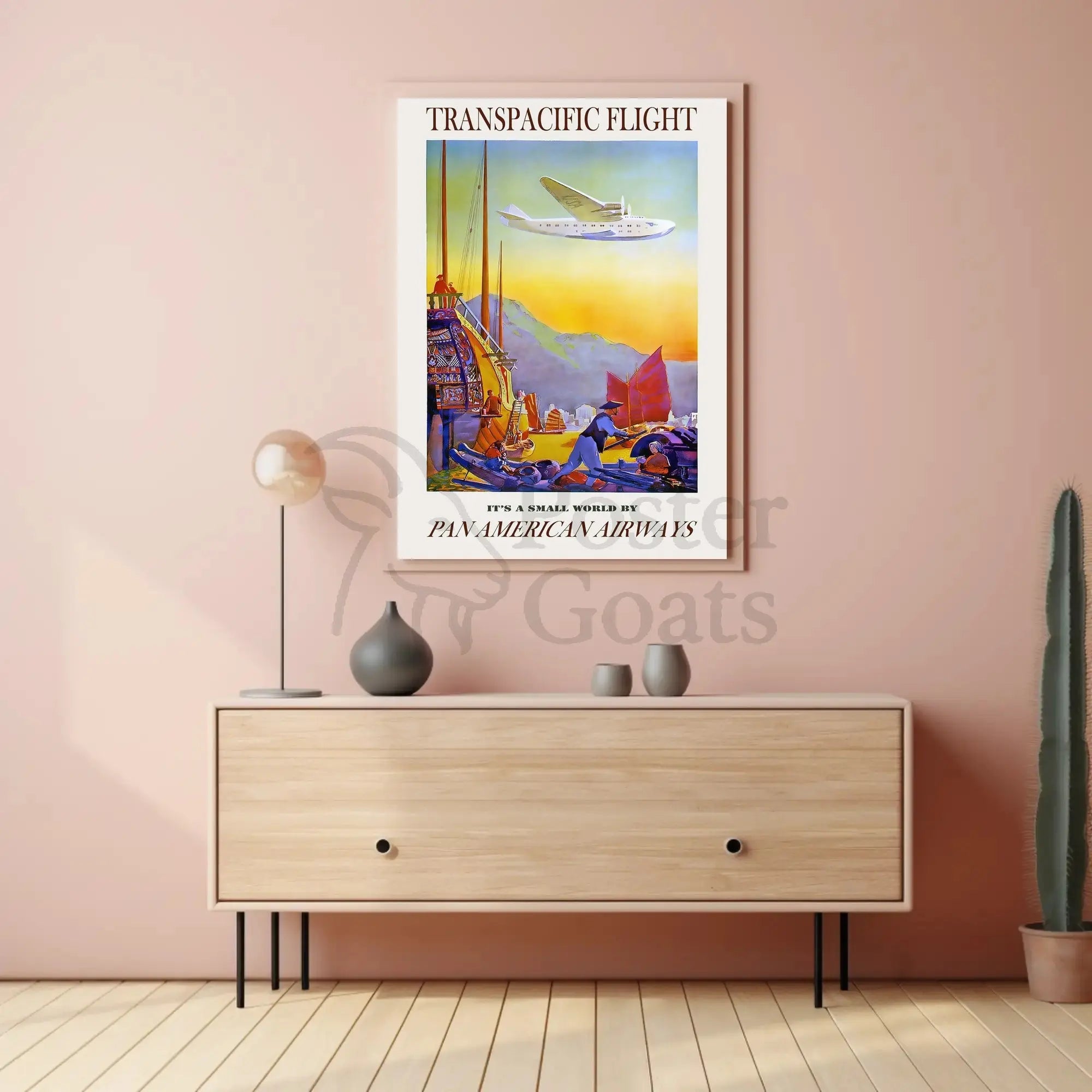 Pan American Airways Transpacific Flight Vintage Travel Poster PosterGoat