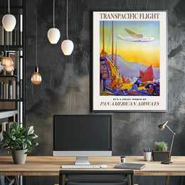 Pan American Airways Transpacific Flight Vintage Travel Poster PosterGoat