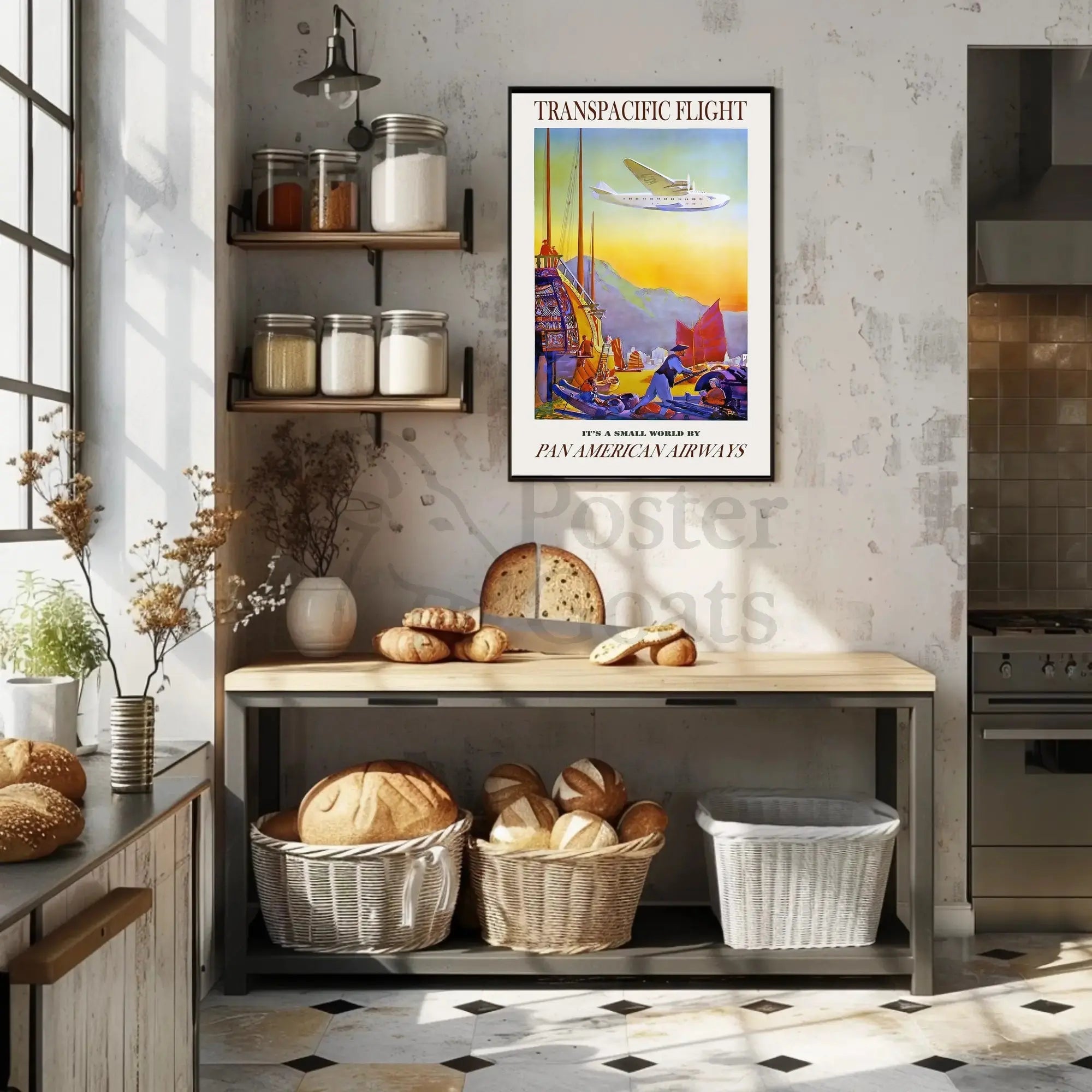 Pan American Airways Transpacific Flight Vintage Travel Poster PosterGoat