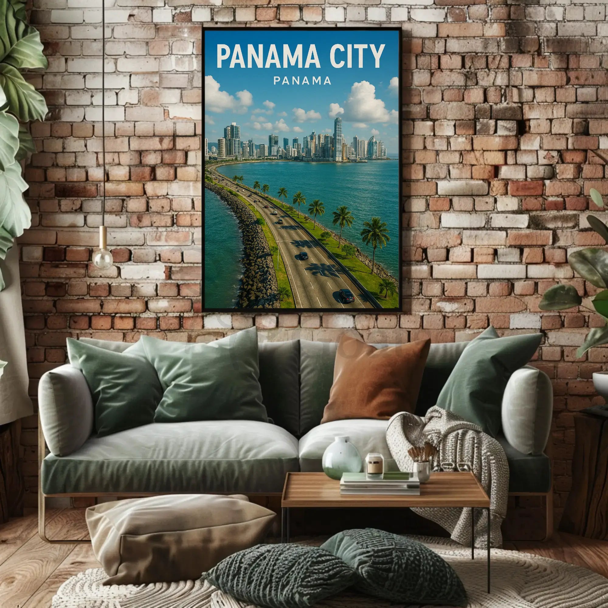 Panama City Coastal Skyline Travel Poster PosterGoat