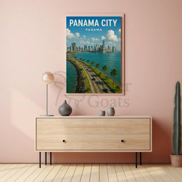 Panama City Coastal Skyline Travel Poster PosterGoat