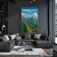Panama City Coastal Skyline Travel Poster PosterGoat
