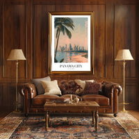 Panama City Skyline: Tropical Urban Cityscape Poster PosterGoat