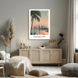 Panama City Skyline: Tropical Urban Cityscape Poster PosterGoat