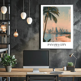 Panama City Skyline: Tropical Urban Cityscape Poster PosterGoat