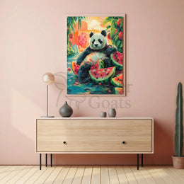 Panda and Watermelon Dreamscape Animal Poster PosterGoat