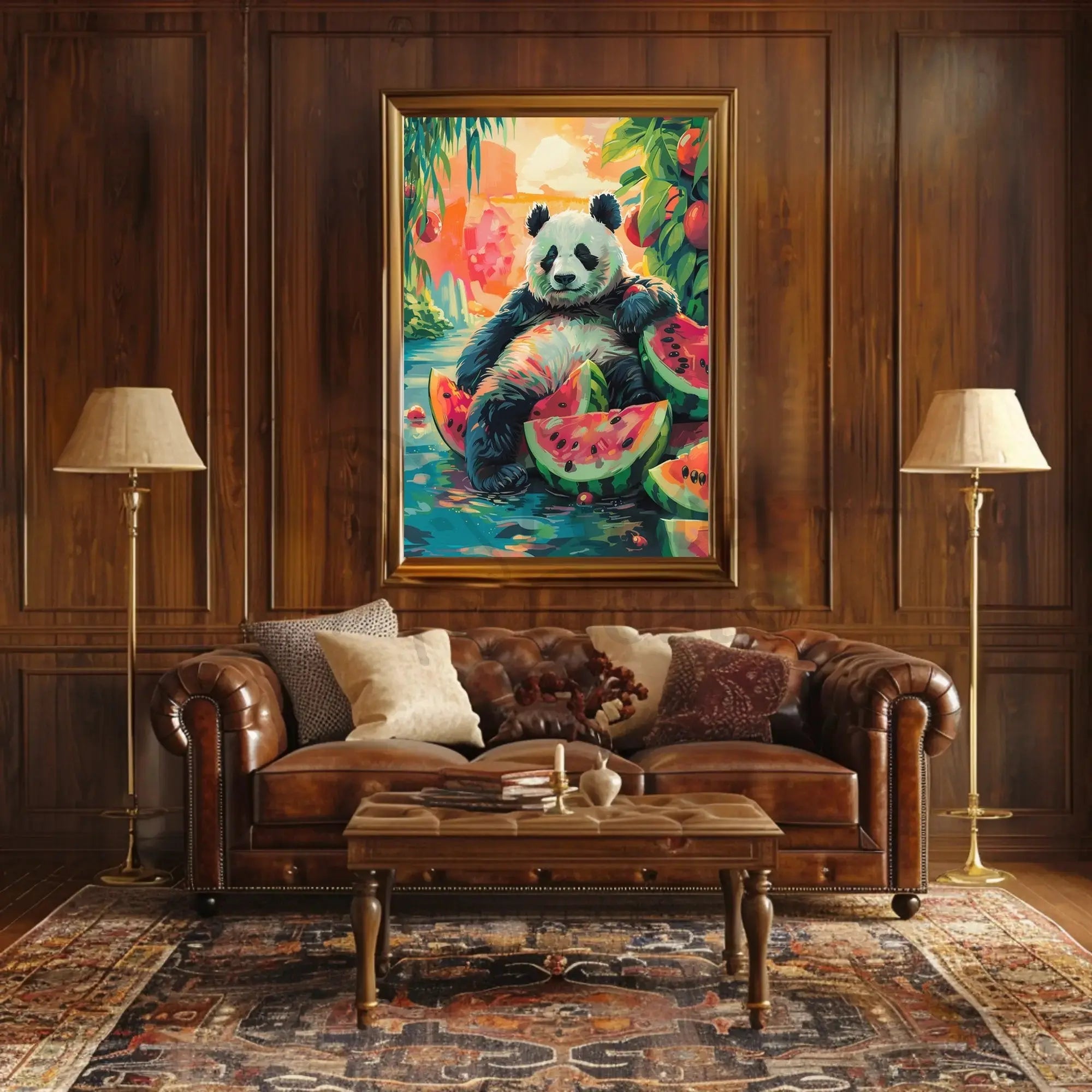 Panda and Watermelon Dreamscape Animal Poster PosterGoat