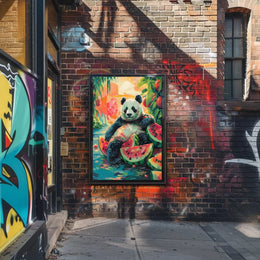 Panda and Watermelon Dreamscape Animal Poster PosterGoat