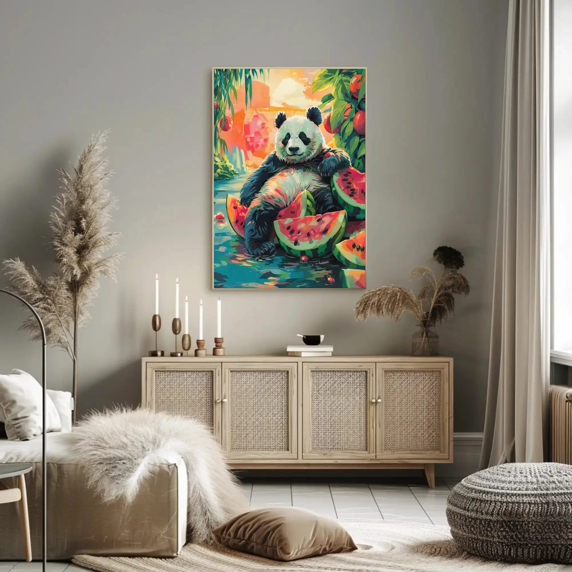 Panda and Watermelon Dreamscape Animal Poster PosterGoat
