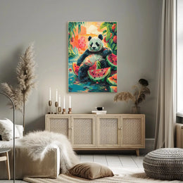 Panda and Watermelon Dreamscape Animal Poster PosterGoat