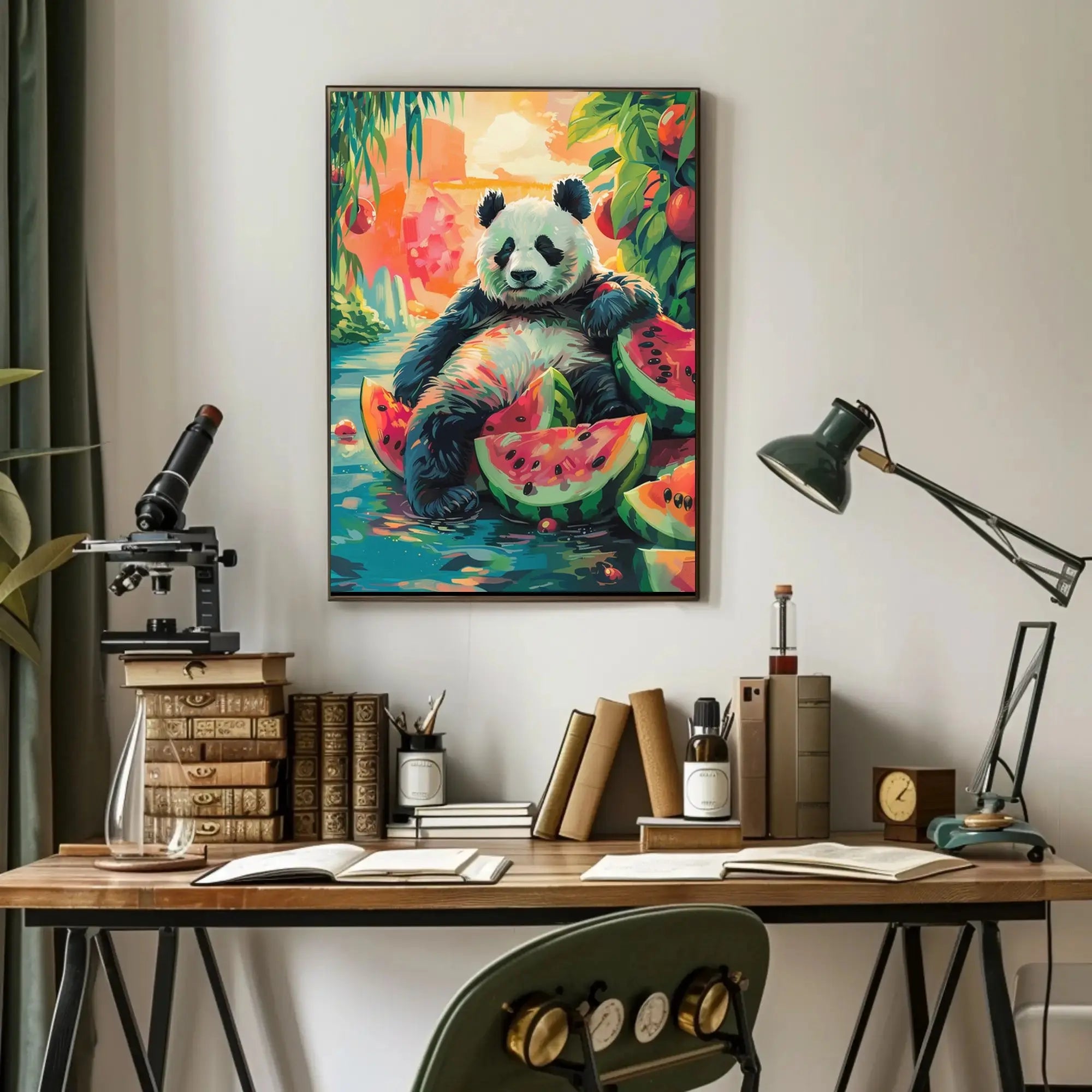 Panda and Watermelon Dreamscape Animal Poster PosterGoat