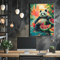 Panda and Watermelon Dreamscape Animal Poster PosterGoat