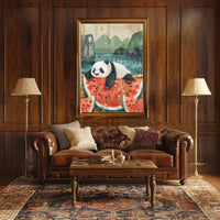 Panda and Watermelon Harmony Animal Poster PosterGoat