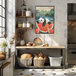 Panda and Watermelon Harmony Animal Poster PosterGoat