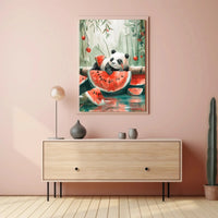 Panda and Watermelon Whimsy Animal Poster PosterGoat