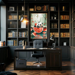 Panda and Watermelon Whimsy Animal Poster PosterGoat