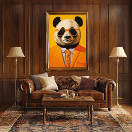 Panda in Vibrant Suit Modern Animal Poster PosterGoat