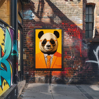 Panda in Vibrant Suit Modern Animal Poster PosterGoat