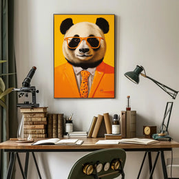Panda in Vibrant Suit Modern Animal Poster PosterGoat