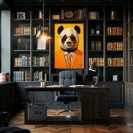 Panda in Vibrant Suit Modern Animal Poster PosterGoat