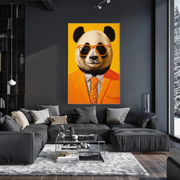 Panda in Vibrant Suit Modern Animal Poster PosterGoat