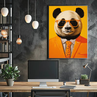 Panda in Vibrant Suit Modern Animal Poster PosterGoat
