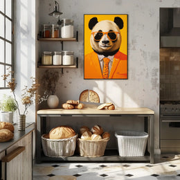 Panda in Vibrant Suit Modern Animal Poster PosterGoat