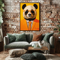 Panda in Vibrant Suit Modern Animal Poster PosterGoat