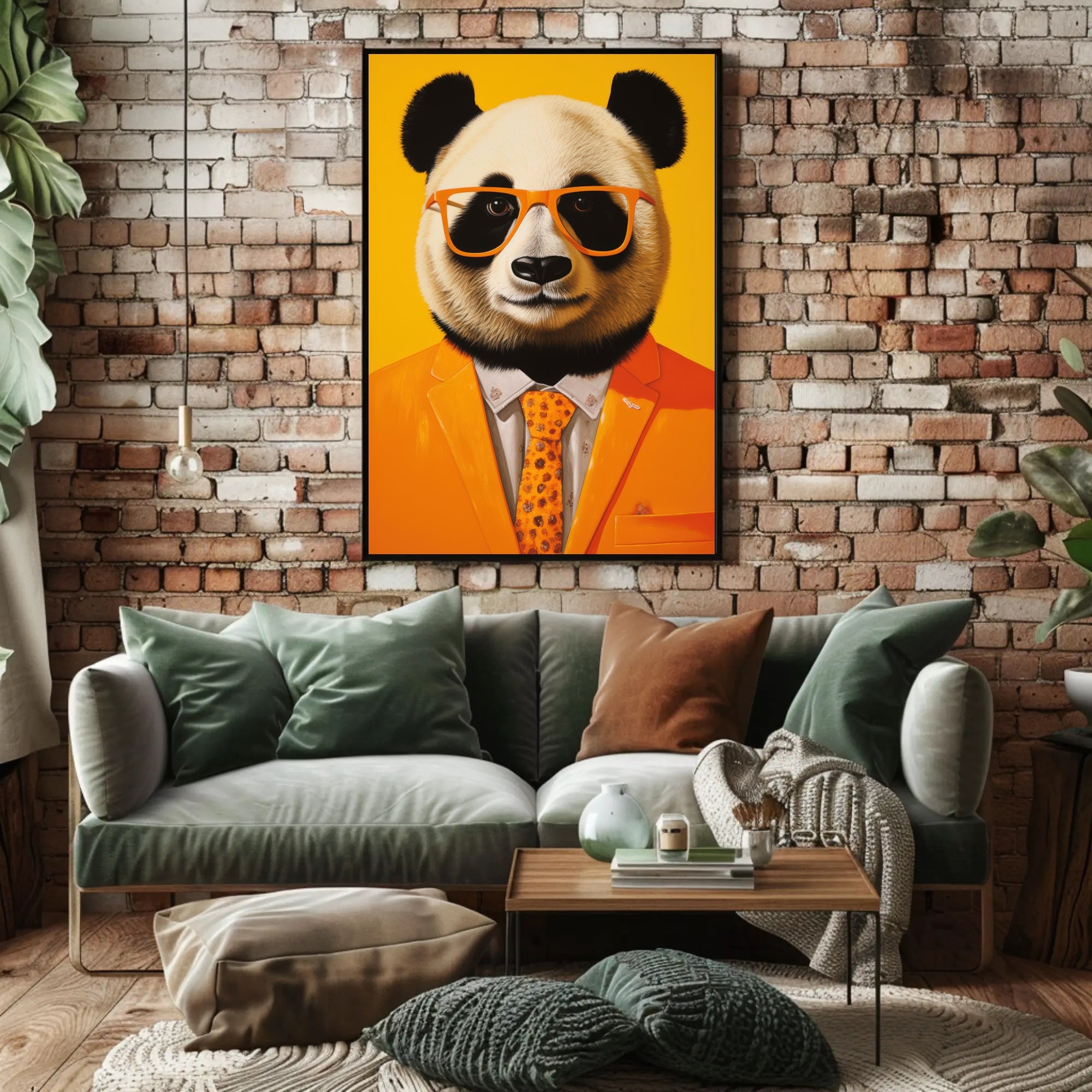Panda in Vibrant Suit Modern Animal Poster PosterGoat