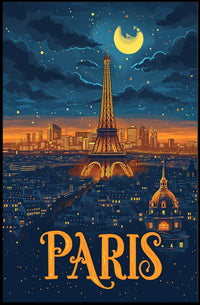 Paris Nightscape: Eiffel Tower Illuminated Travel Poster PosterGoat