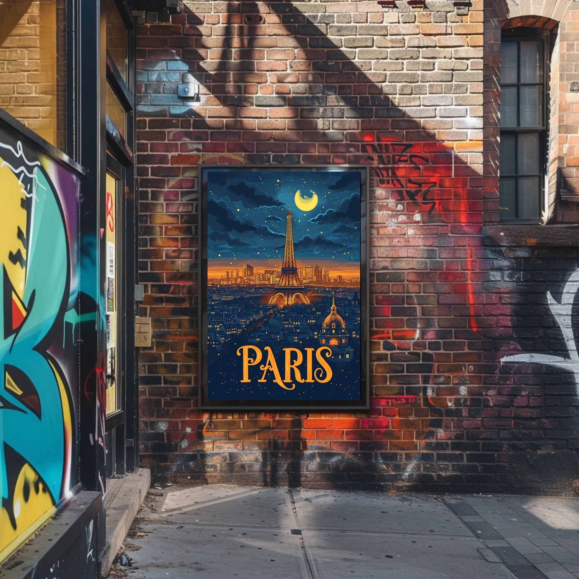 Paris Nightscape: Eiffel Tower Illuminated Travel Poster PosterGoat