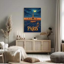 Paris Nightscape: Eiffel Tower Illuminated Travel Poster PosterGoat