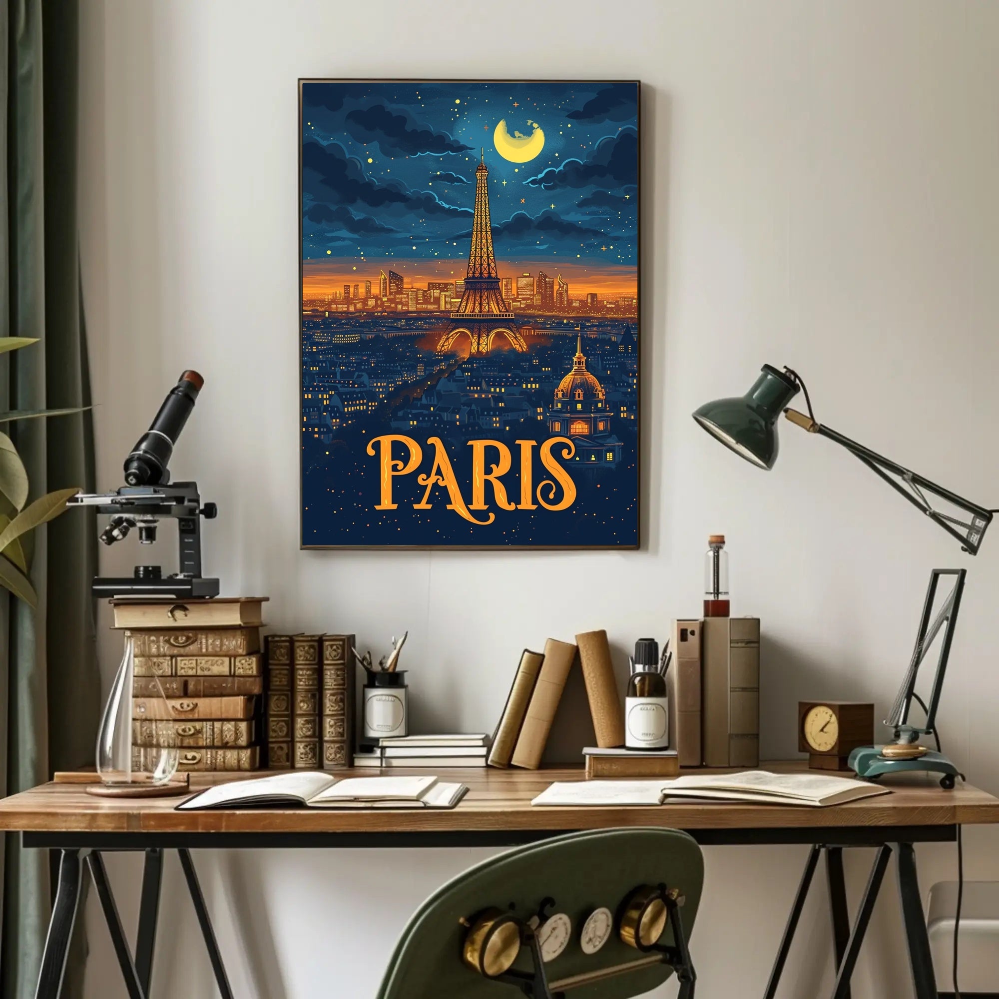 Paris Nightscape: Eiffel Tower Illuminated Travel Poster PosterGoat