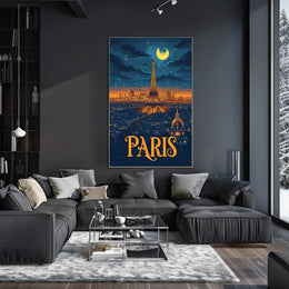 Paris Nightscape: Eiffel Tower Illuminated Travel Poster PosterGoat