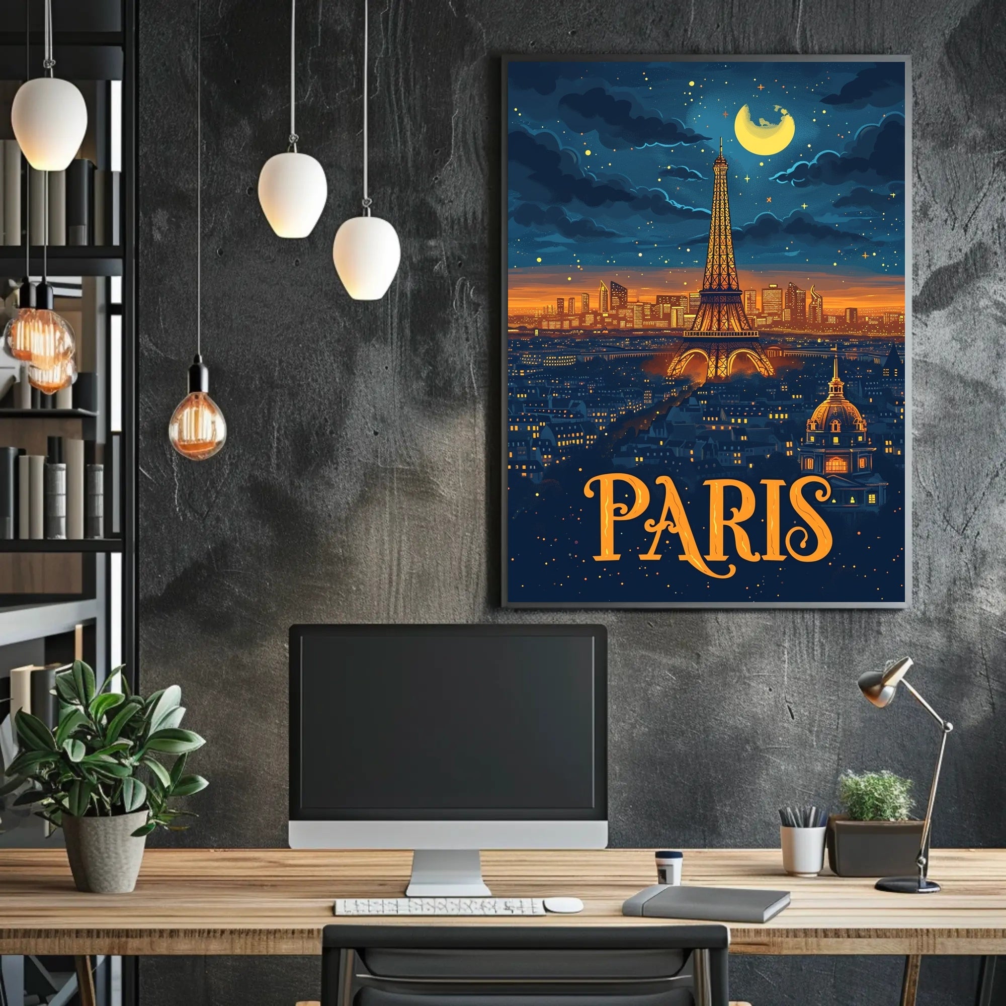 Paris Nightscape: Eiffel Tower Illuminated Travel Poster PosterGoat