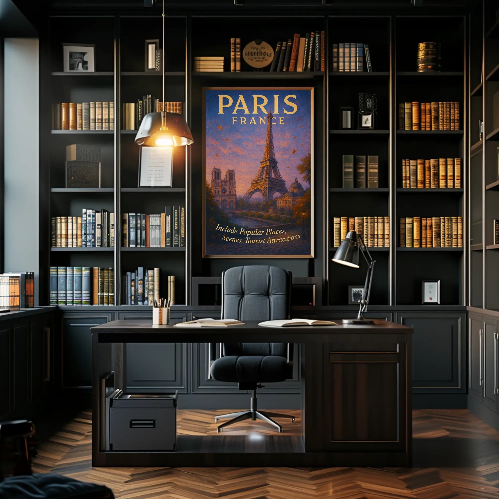 Paris Travel Poster Wall Art with Scenic Views PosterGoat