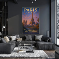 Paris Travel Poster Wall Art with Scenic Views PosterGoat