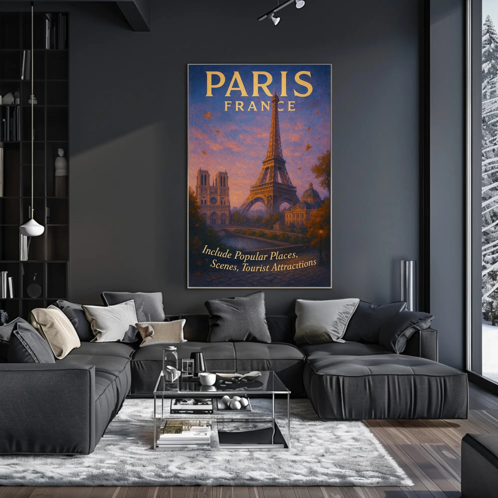 Paris Travel Poster Wall Art with Scenic Views PosterGoat
